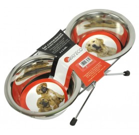 Set Comedero Doble con Patas Acero Inoxidable